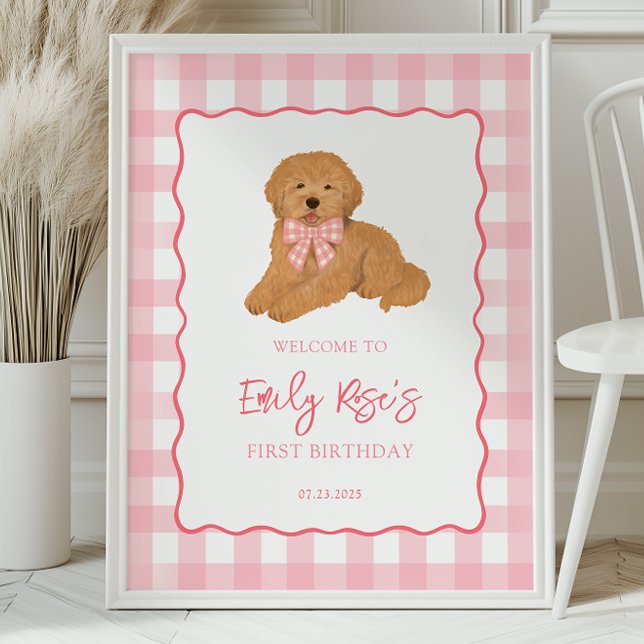 Golden Doodle Puppy Birthday Party Welcome Poster (Creator Uploaded)