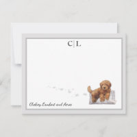 Golden Doodle Puppy Dog Gray Border Monogram Name