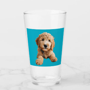 Golden Doodle Puppy Glass