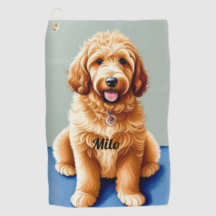 Golden Doodle Puppy Golf Towel