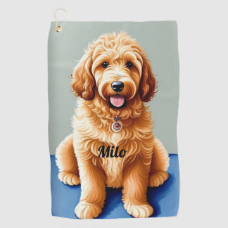 Golden Doodle Puppy  Golf Towel