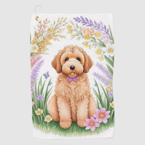 Golden Doodle Puppy Golf Towel