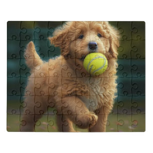 Golden Doodle Puppy Plays Ball Jigsaw Puzzle