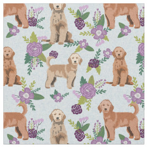 Golden Doodle purple florals Fabric