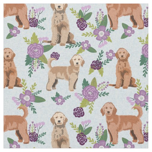 Golden Doodle purple florals Fabric