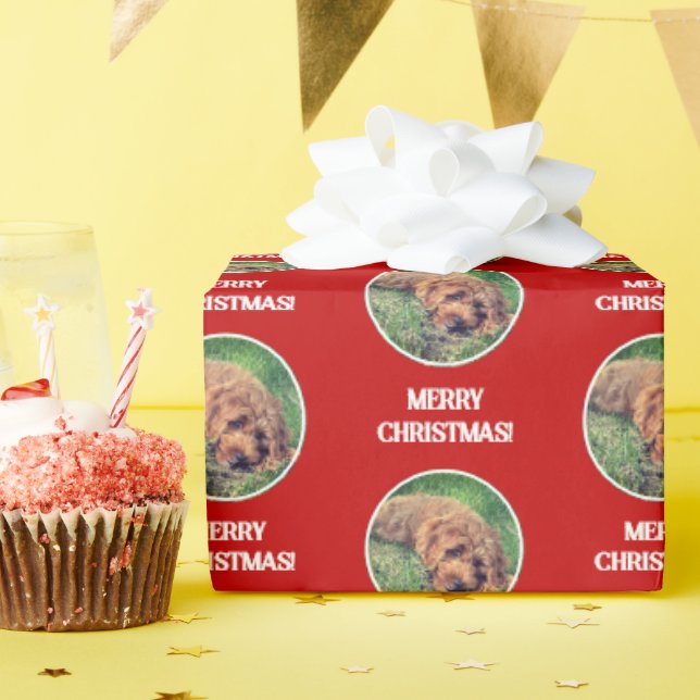 Golden Doodle Red Wrapping Paper (Birthday Party)