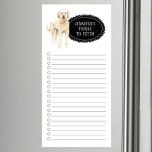 Golden Doodle Shopping List Magnetic Notepad<br><div class="desc">Adorable things to fetch Golden Doodle dog with a black chalkboard frame personalized with your name.</div>