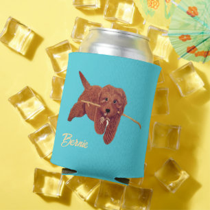 Golden Doodle Turquoise Can Cooler