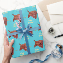 Golden Doodle Turquoise Wrapping Paper