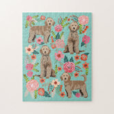 Golden Doodle Dog Vintage Florals Jigsaw Puzzle Zazzle