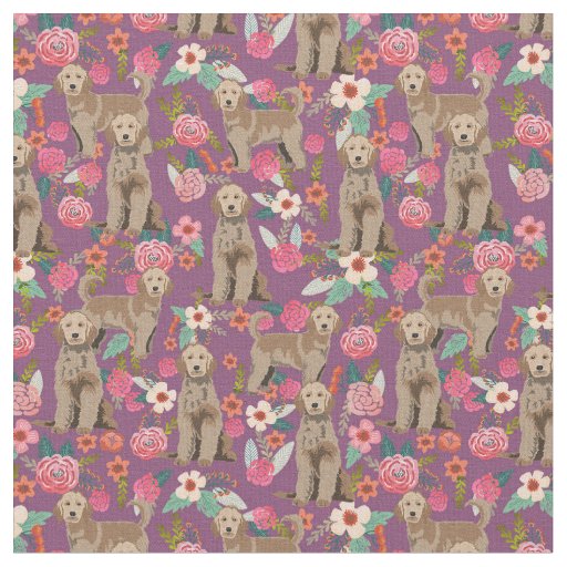 Golden Doodle vintage florals purple Fabric