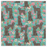 Golden Doodle vintage florals turquoise brown dood Fabric