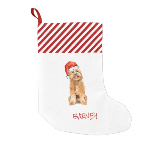 Golden doodle with Santa hat  Christmas Stocking