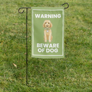 Golden Doodle Yard Flag - Beware of Dog Green
