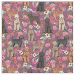 Golden Doodles vintage floral purple Fabric