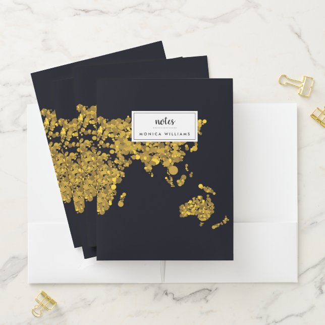 Golden Dot World Map Pocket Folder (In Situ)