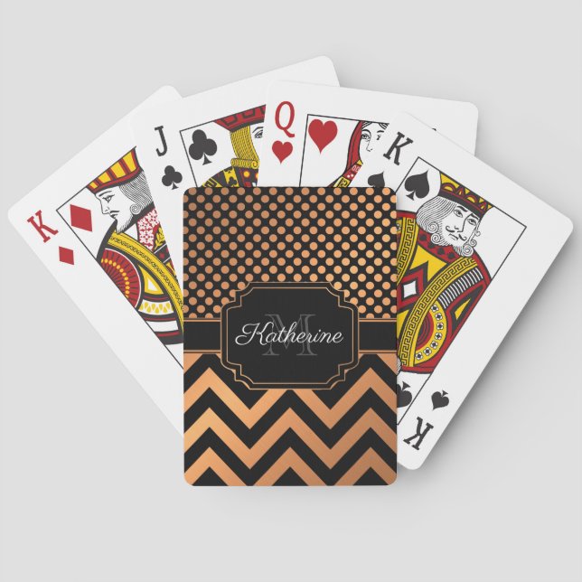 Golden Dots And Chevron Poker Cards (Back)