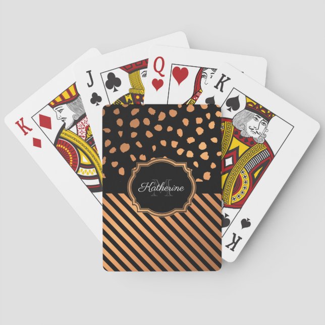 Golden Dots and Stripes Poker Cards (Back)