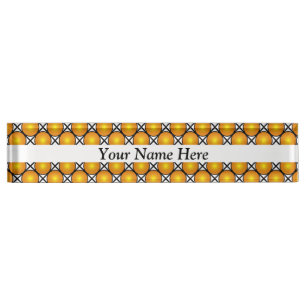 Golden Dots Black White Lattice Pattern Own Title Desk Name Plate