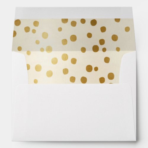 Golden Dots Ecru Background Wedding Lined Envelope