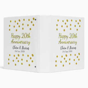 Golden dots glitter happy 20th anniversary wedding 3 ring binder