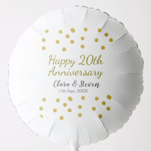 Golden dots glitter happy 20th anniversary wedding balloon