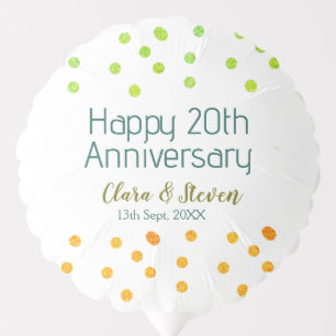 Golden dots glitter happy 20th anniversary wedding balloon