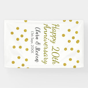 Golden dots glitter happy 20th anniversary wedding banner
