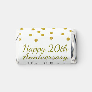 Golden dots glitter happy 20th anniversary wedding hershey's miniatures