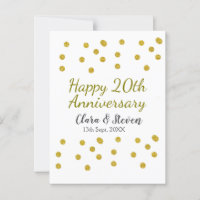 Golden dots glitter happy 20th anniversary wedding