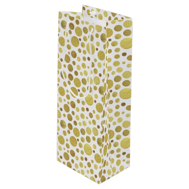 Golden Dots Wine Gift Bag (Front Angled)