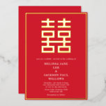 Golden Double Luck Chinese wedding Foil Invitation<br><div class="desc">Golden Double Luck Chinese wedding Foil Invitation</div>