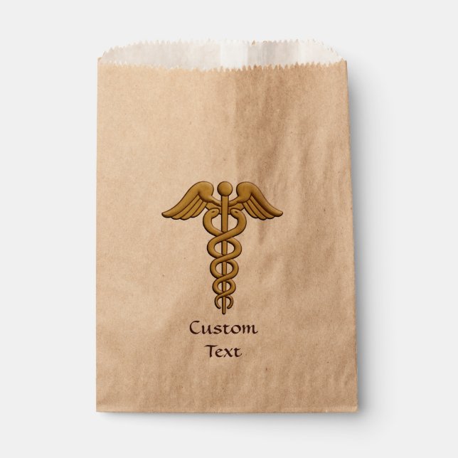 Golden Double Snake Caduceus Favor Bag (Front)