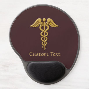 Golden Double Snake Caduceus Gel Mouse Pad