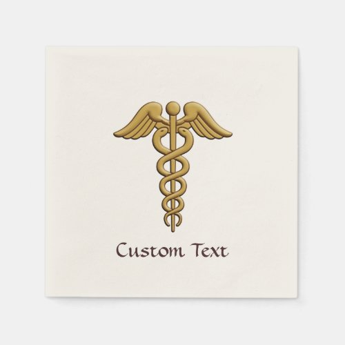 Golden Double Snake Caduceus Napkins