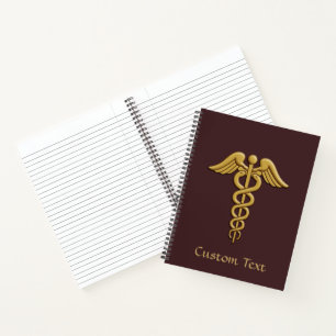 Golden Double Snake Caduceus Notebook