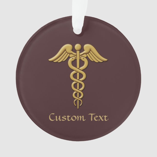 Golden Double Snake Caduceus Ornament (Front)