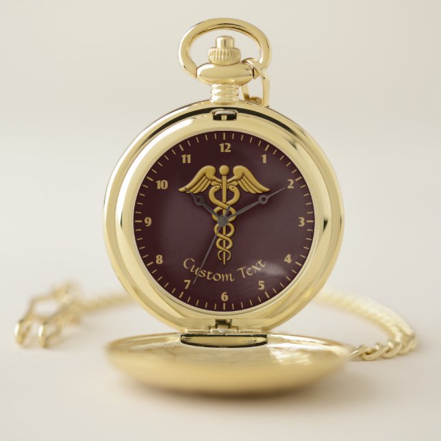 Golden Double Snake Caduceus Pocket Watch (Inside)