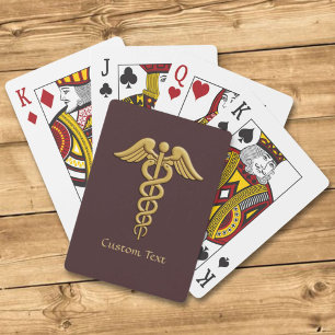 Golden Double Snake Caduceus Poker Cards