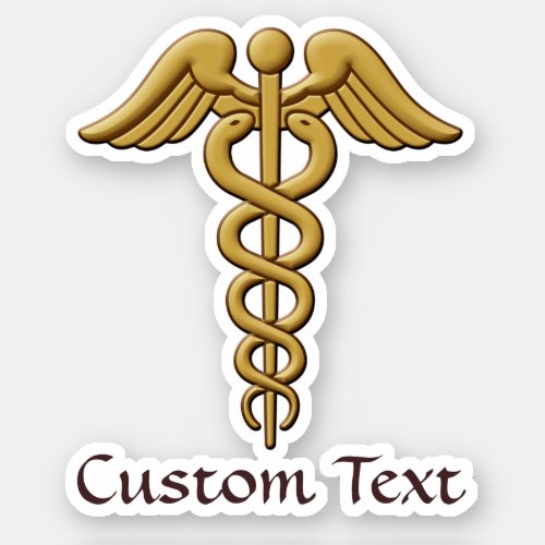 Golden Double Snake Caduceus Sticker