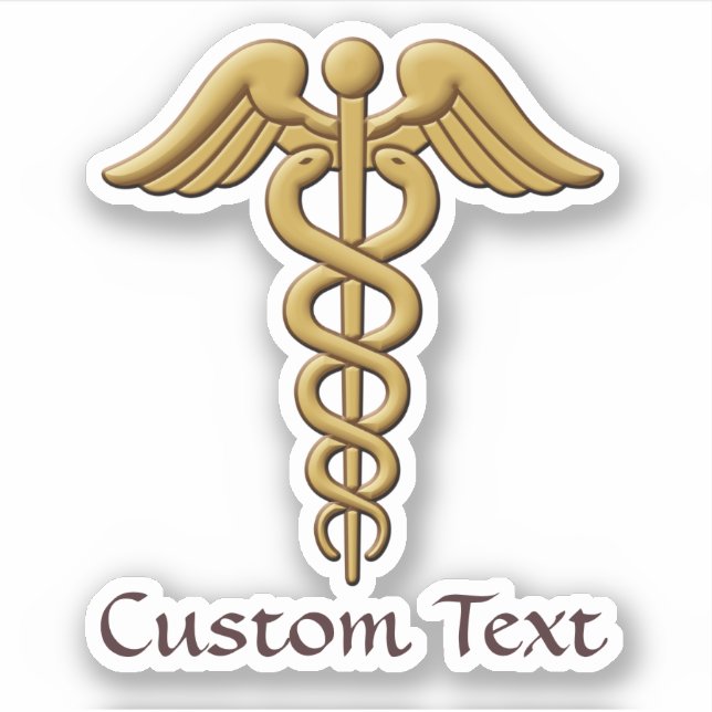 Golden Double Snake Caduceus Sticker (Front)