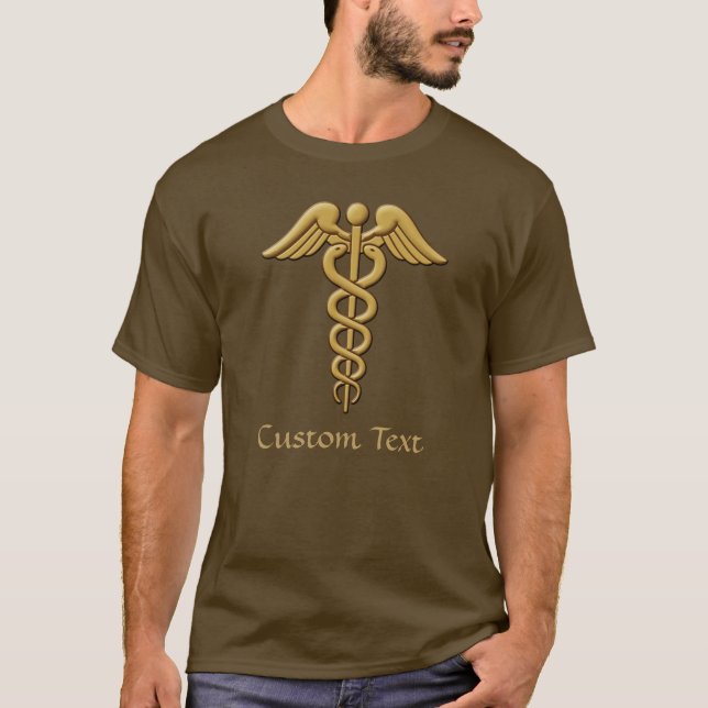Golden Double Snake Caduceus T-Shirt (Front)