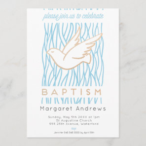 Golden Dove Baptism Religious Invitation