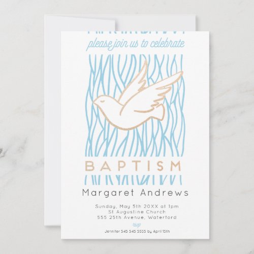 Golden Dove Baptism Religious Invitation