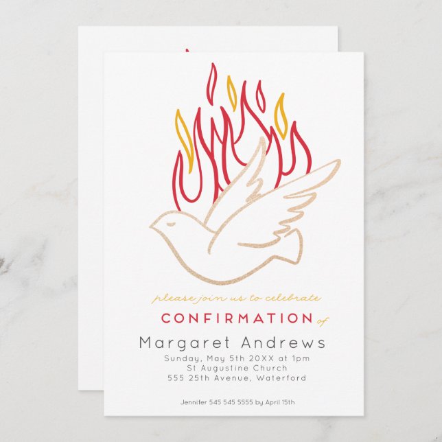 Golden Dove Confirmation Invitation (Front/Back)