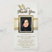 Golden Dove Custom Photo Memorial Thank You Card