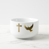 Golden Dove Faith Cross Peace Love Gold Pattern Soup Mug