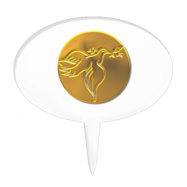 Golden Dove of Peace - Holy Spirit Cake Topper (Front)