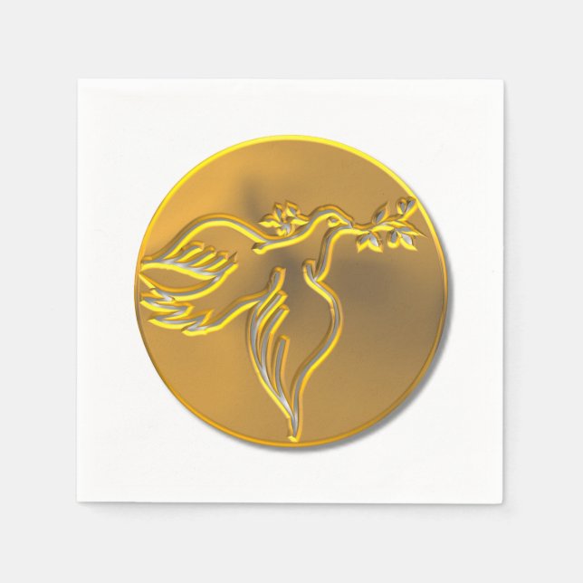 Golden Dove of Peace - Holy Spirit Paper Napkins (Front)