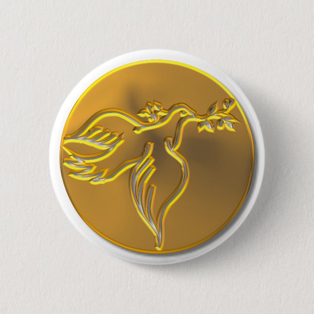 Golden Dove of Peace - Holy Spirit Pinback Button (Front)